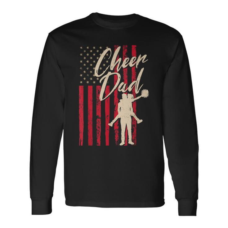 Patriotic American Flag Cheer Dad Fathers Day Coach Pride Long Sleeve T-Shirt