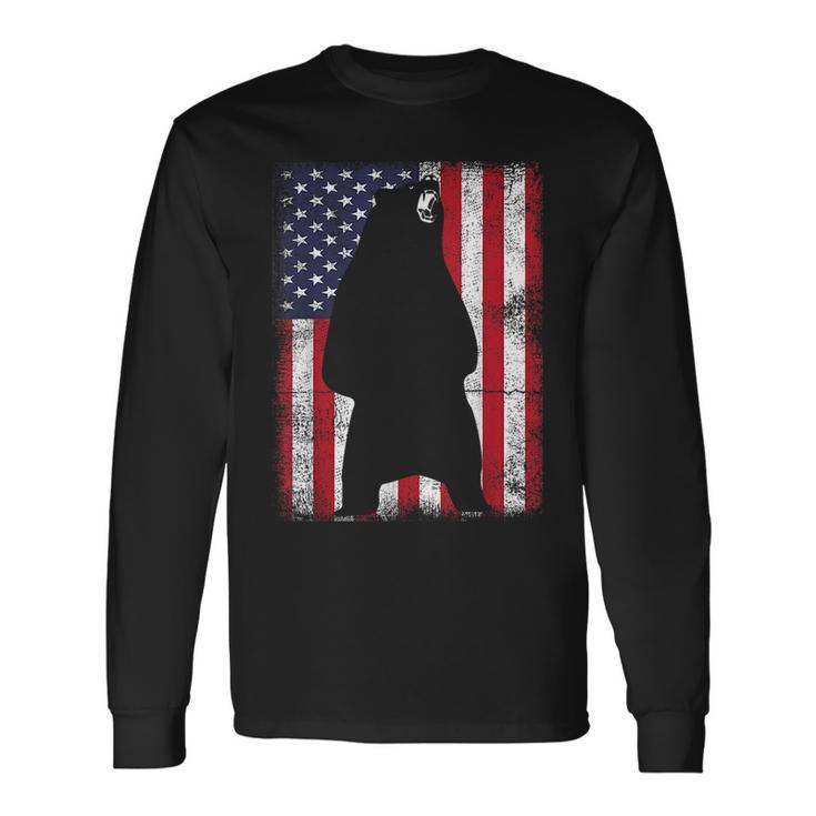 Patriotic Black Bear American Flag Usa 4Th Of July Long Sleeve T-Shirt T-Shirt