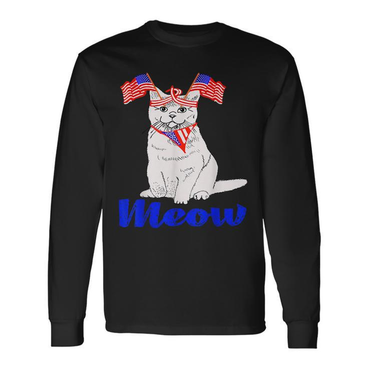 Patriotic Cat Meowica 4Th Of July Kitten Lover Patriotic Long Sleeve T-Shirt T-Shirt