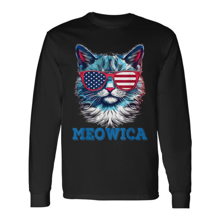 Patriotic Cat Sunglasses American Flag 4Th Of July Meowica Long Sleeve T-Shirt T-Shirt