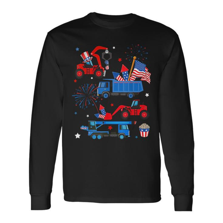 Patriotic Construction Excavator 4Th Of July Boy Kid Toddler Long Sleeve T-Shirt