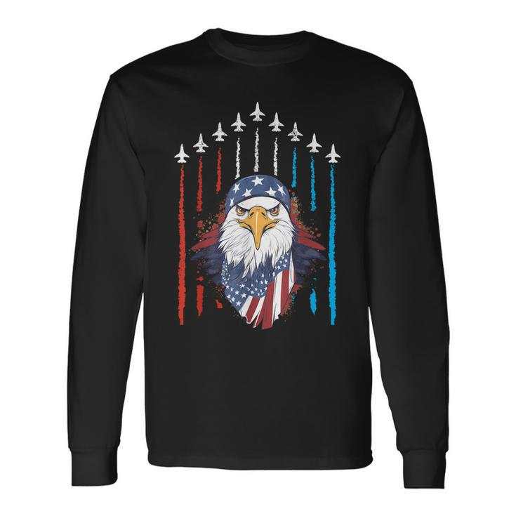 Patriotic Eagle July 4Th Of July Fourth July American Flag Long Sleeve T-Shirt