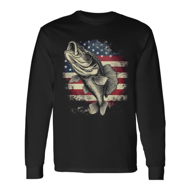 Patriotic Fishing 4Th Of July American Flag Bass Fishing Long Sleeve T-Shirt T-Shirt