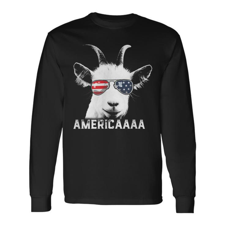 Patriotic Goat 4Th Of July Goat Americaaa Long Sleeve T-Shirt