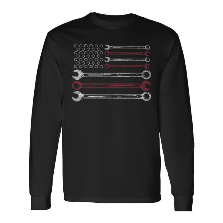 Patriotic Mechanic Flag American Car Repairman Usa Flag Long Sleeve T-Shirt T-Shirt