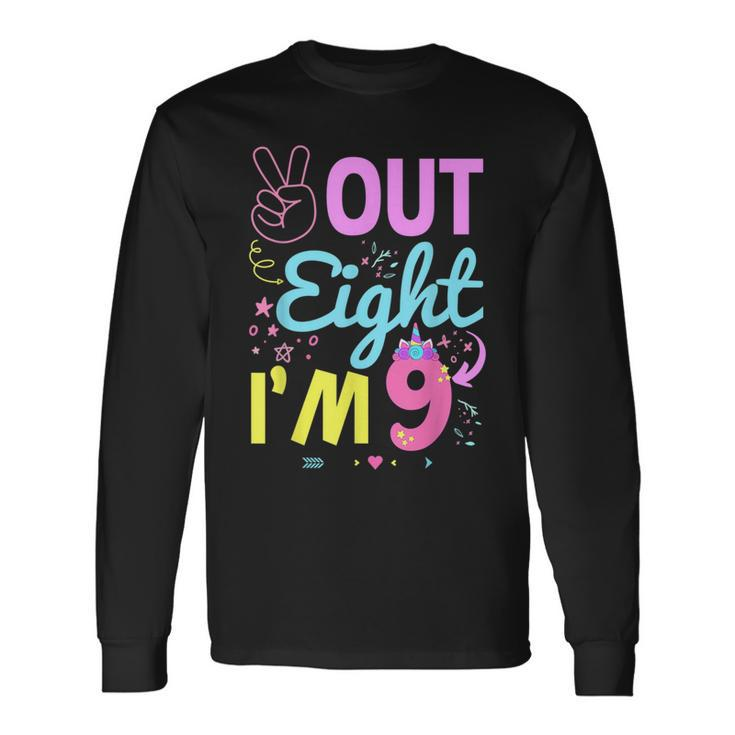 Peace Out 8 Im 9 Years Old 9Th Happy Birthday For Boy Girl Long Sleeve T-Shirt