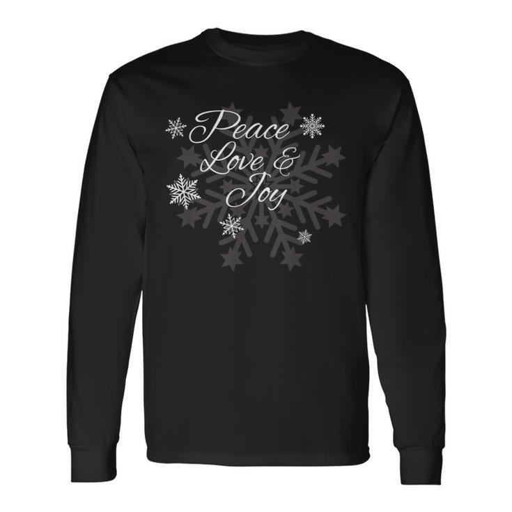Peace Love & Joy Holiday Season Snowflake Themed X-Mas Long Sleeve T-Shirt