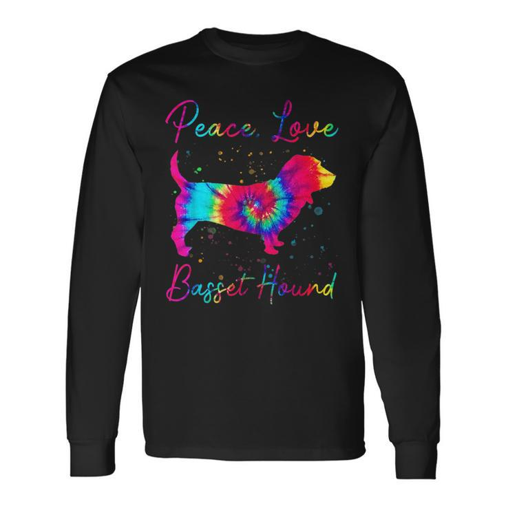 Peace Love Basset Hound Dog Lover Long Sleeve T-Shirt