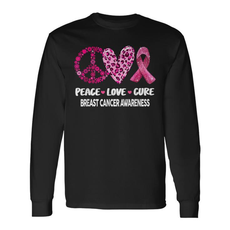 Peace Love Cure Pink Ribbon Breast Cancer Awareness Long Sleeve