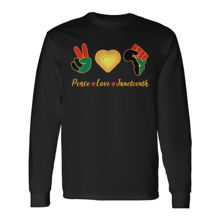 Peace Love Junenth Pride Black Girl And King Pride Month Long Sleeve T-Shirt T-Shirt