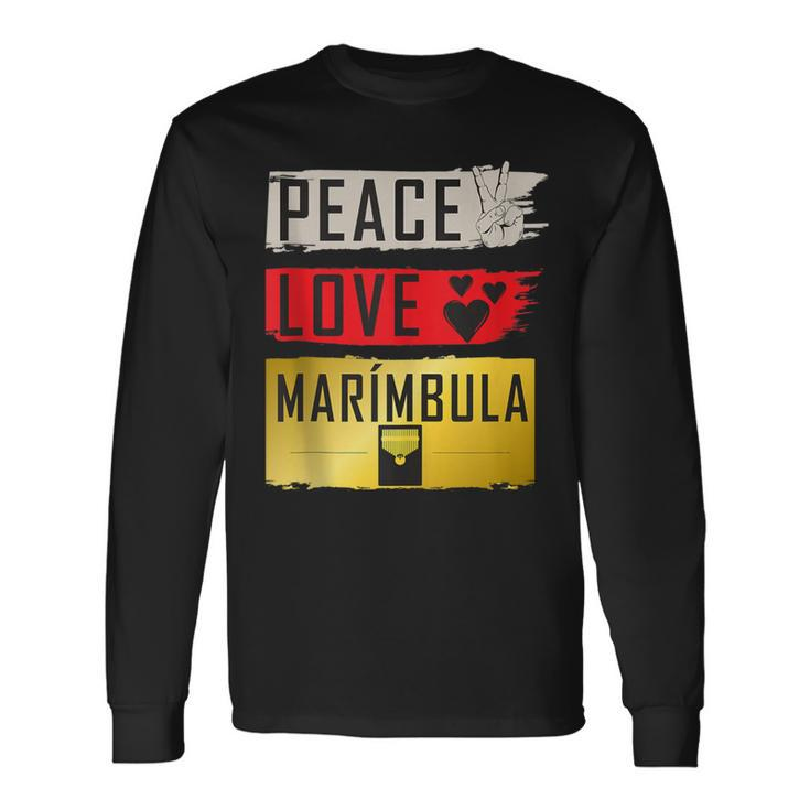 Peace Love Marímbula Musical Instrument Marímbula Players Long Sleeve T-Shirt