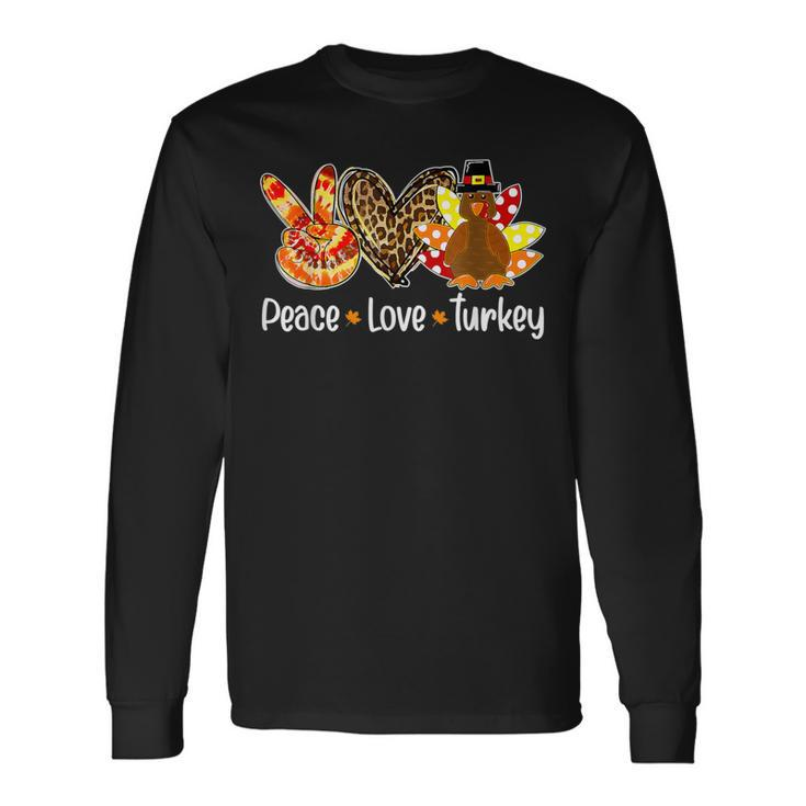 Peace Love Turkey Pumpkin Gobble Turkey Thanksgiving Long Sleeve T-Shirt