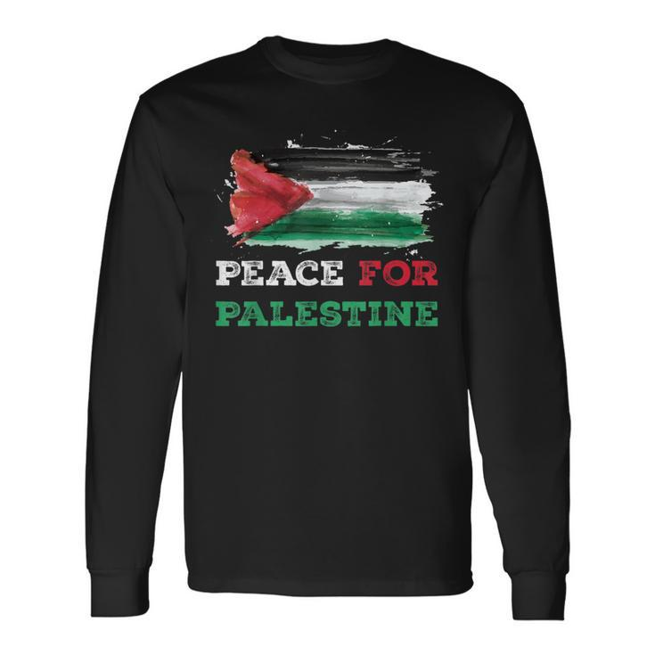 Peace For Palestine Palestine Flag Long Sleeve T-Shirt