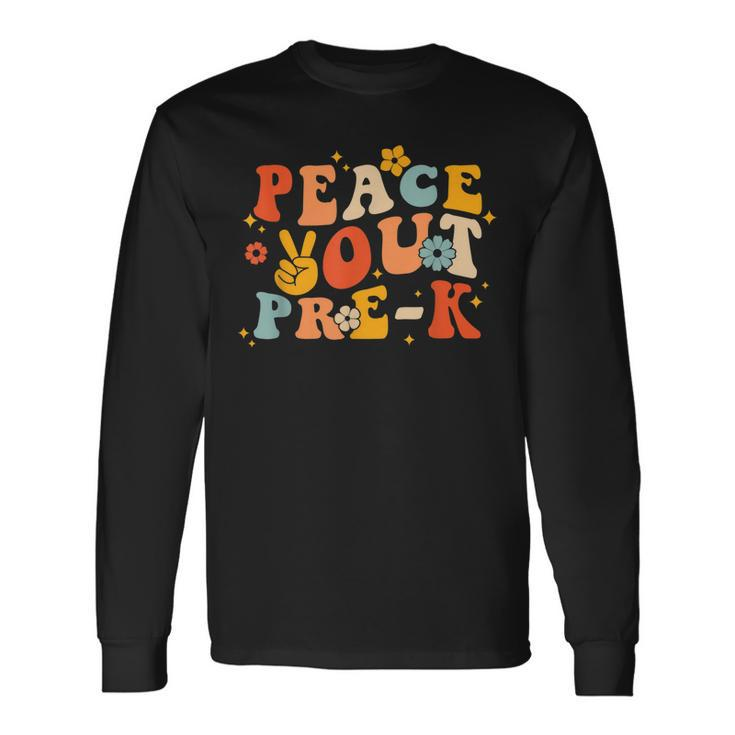 Peace Out Prek Retro Groovy Last Day Of School Preschool Long Sleeve T-Shirt T-Shirt