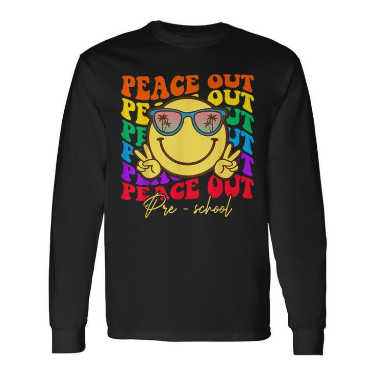 Peace Out Preschool Graduation Smile Retro Face Long Sleeve T-Shirt T-Shirt