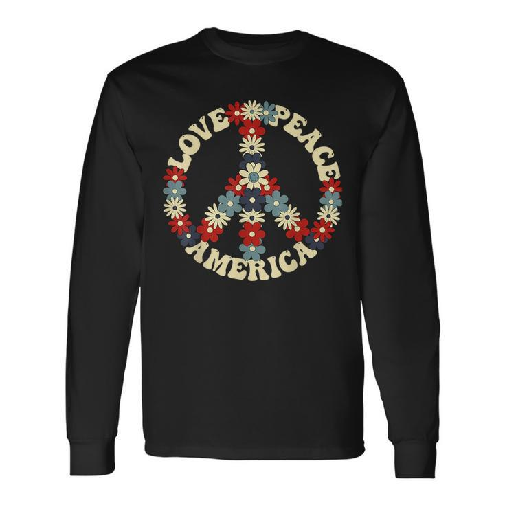 Peace Sign Love Peace America 70S Hippie Patriotic Long Sleeve T-Shirt T-Shirt Gifts ideas