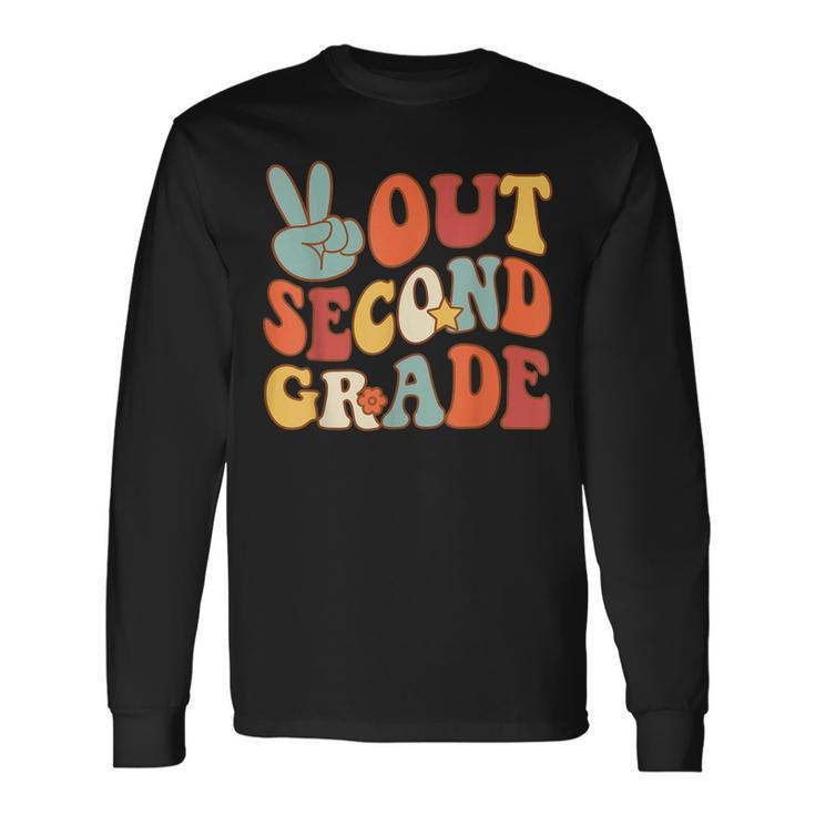 Peace Sign Out Second Grade Groovy 2Nd Last Days School Long Sleeve T-Shirt T-Shirt