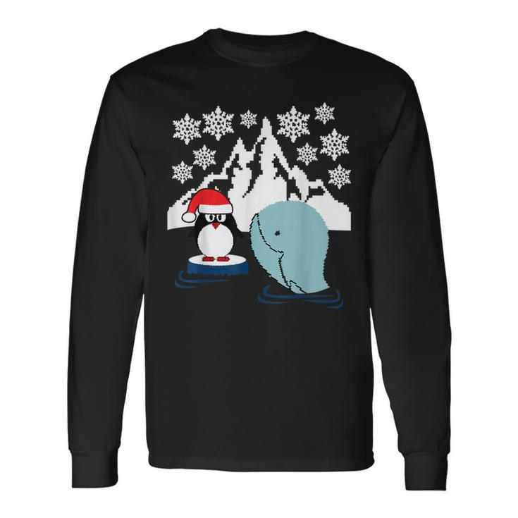 Penguin & Whale Ugly Christmas Sweater Long Sleeve T-Shirt