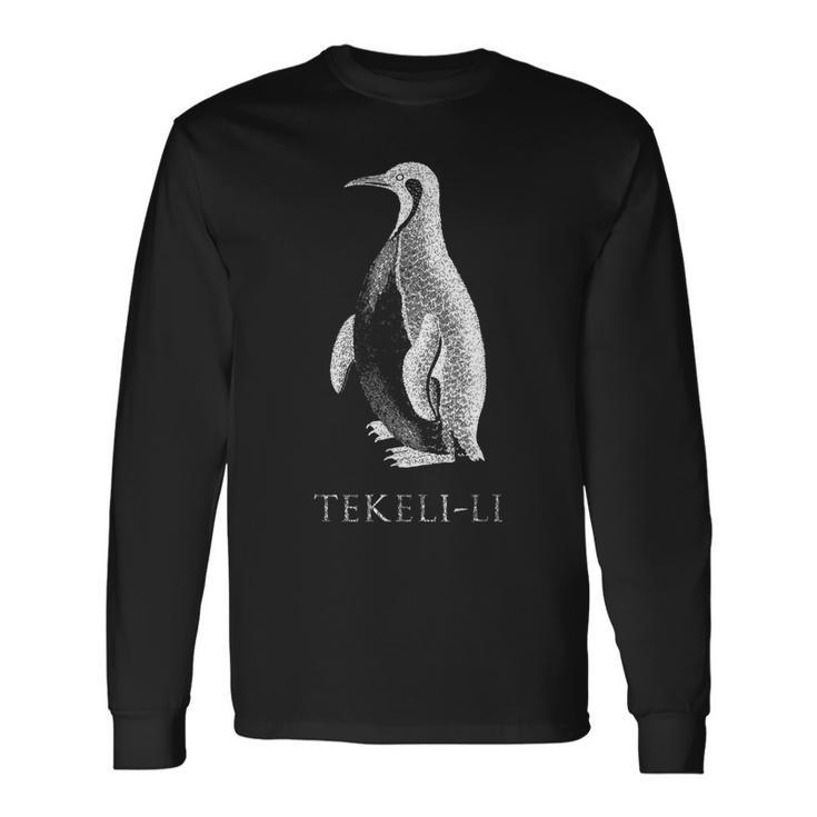 Penguin Tekelili Mountains Of Madness Cosmic Horror Fun Kid Penguin Long Sleeve T-Shirt