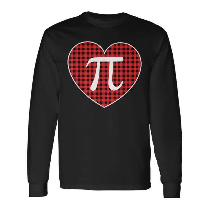 Pi Day Buffalo Plaid Heart 314 Symbol Math Nerd Pi Day Long Sleeve T-Shirt T-Shirt