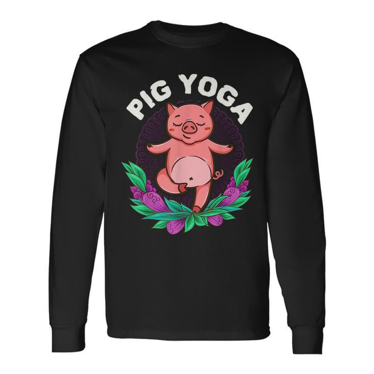 Pig Yoga Meditation Cute Zen For Yogis Meditation Long Sleeve T-Shirt