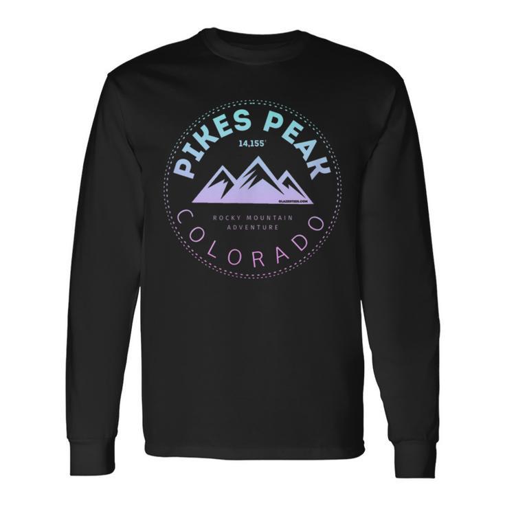 Pikes Peak Colorado Rocky Mountain Retro Long Sleeve T-Shirt