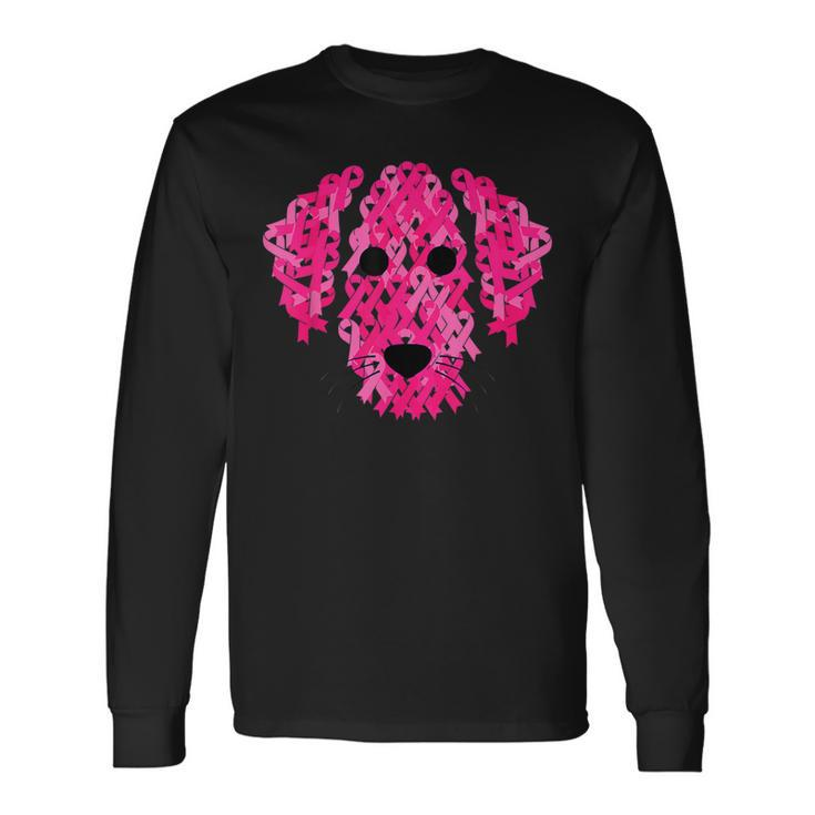 Pink Ribbon Dog Inspirational Breast Cancer Awareness Long Sleeve T-Shirt