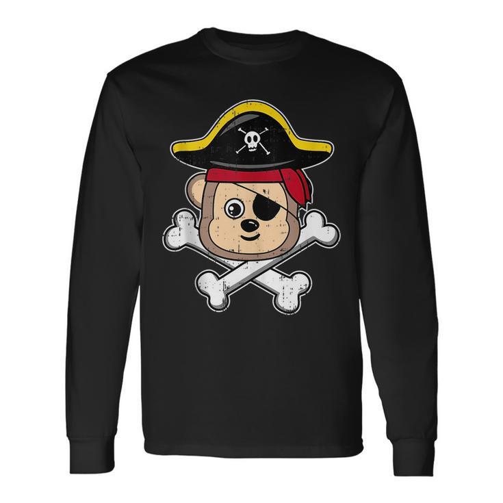 Pirate Monkey Crossbones Costume Easy Animal Halloween Long Sleeve T-Shirt T-Shirt