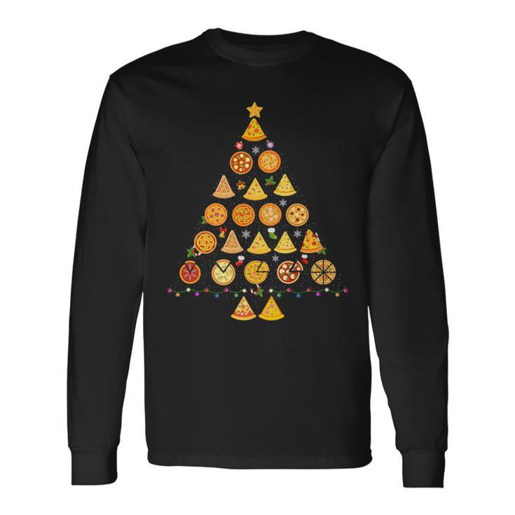 Pizza Christmas Tree Ugly Christmas Sweater Long Sleeve T Shirt Monsterry DE