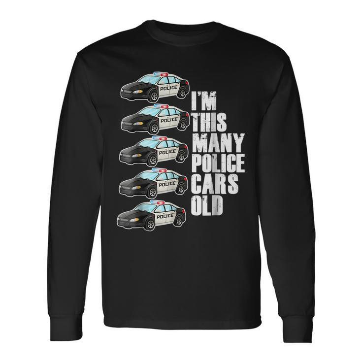 Police Car For Boys 5Th Birthday 5 Year Old Party Supply Long Sleeve T-Shirt