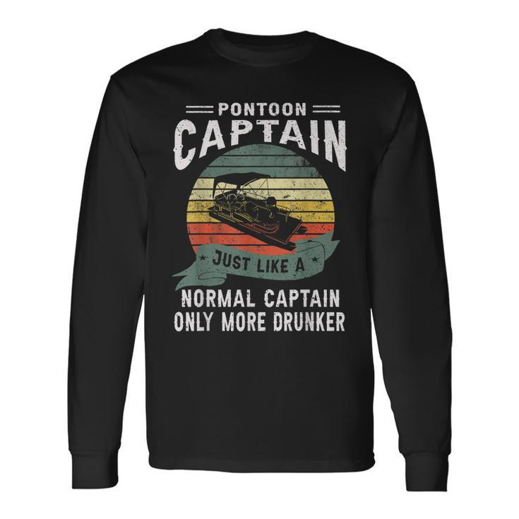 Pontoon Captain Boat Lake Boating Long Sleeve T-Shirt