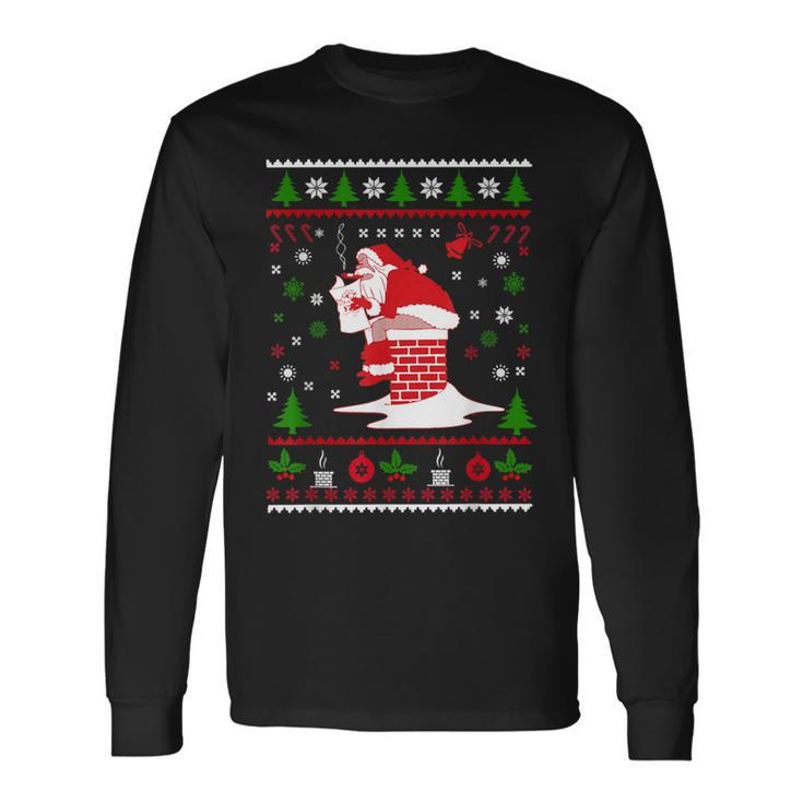 Pooping Santa Claus Ugly Christmas Sweater Long Sleeve T-Shirt