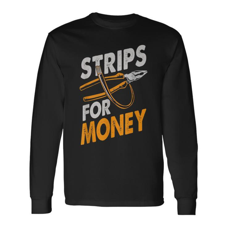 Powerline Electrical Dad Electricians Strips For Money Long Sleeve T-Shirt
