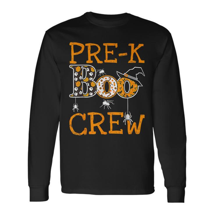 Pre-K Boo Crew Teacher Student Team Halloween Costume Long Sleeve T-Shirt