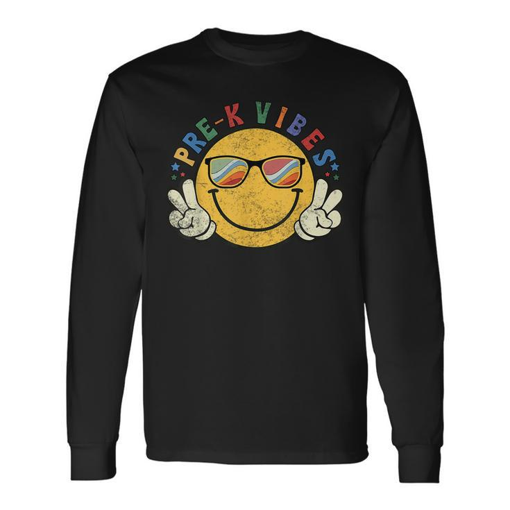 Pre-K Vibes Happy Face Smile Back To School Long Sleeve