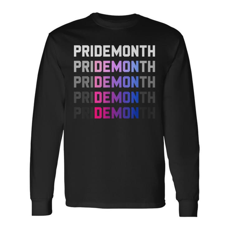 Pridemonth Demon Vintage Human Right Bisexual Long Sleeve T-Shirt