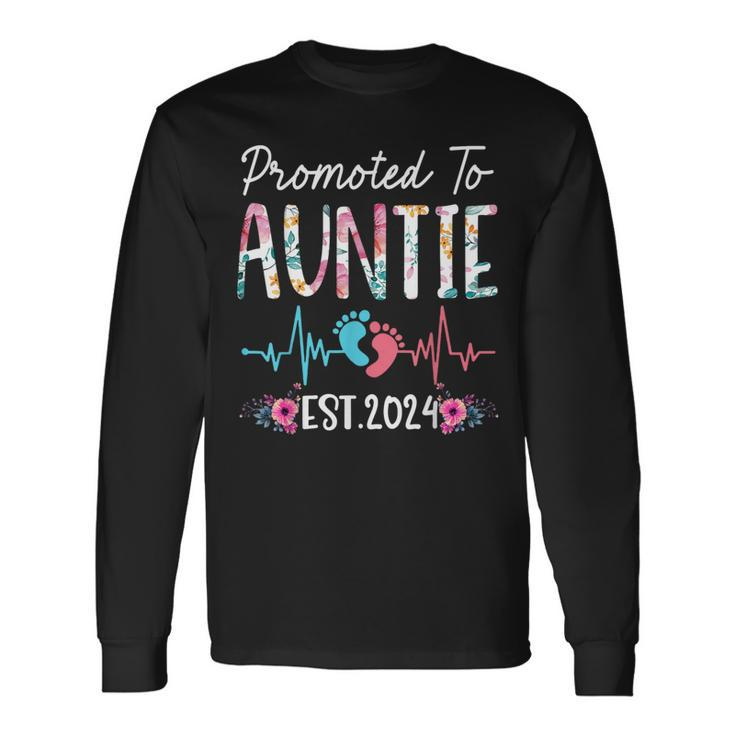 Promoted To Auntie Est 2024 First Time Mom Long Sleeve T-Shirt