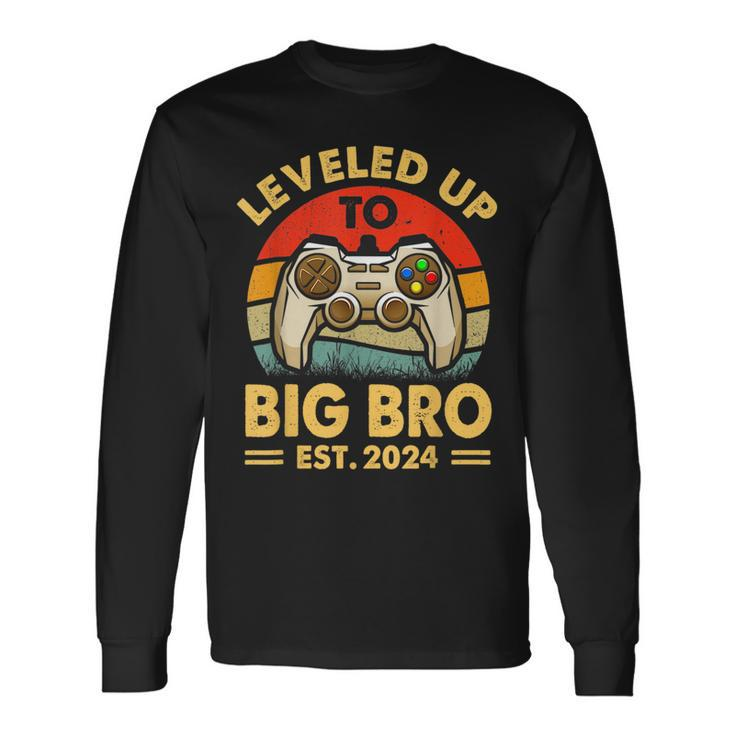 Promoted To Big Bro Est 2024 Leveled Up To Big Brother Long Sleeve T-Shirt