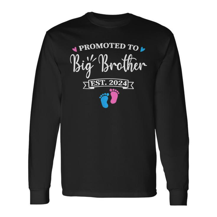 Promoted To Big Brother Est 2024 Pink Or Blue Bro Love You Long Sleeve T-Shirt