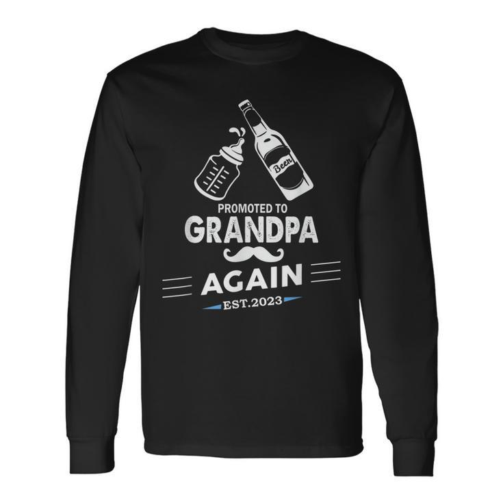 Promoted To Grandpa Again 2023 Baby Pregnancy Announcements Long Sleeve T-Shirt T-Shirt