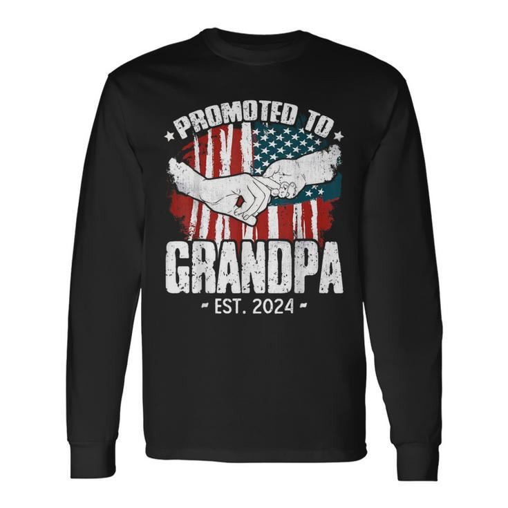 Promoted To Grandpa Est 2024 Patriotic Grandpa Fathers Day Long Sleeve T-Shirt