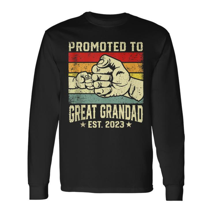 Promoted To Great Grandad Est 2023 Vintage New Dad For Dad Long Sleeve T-Shirt T-Shirt