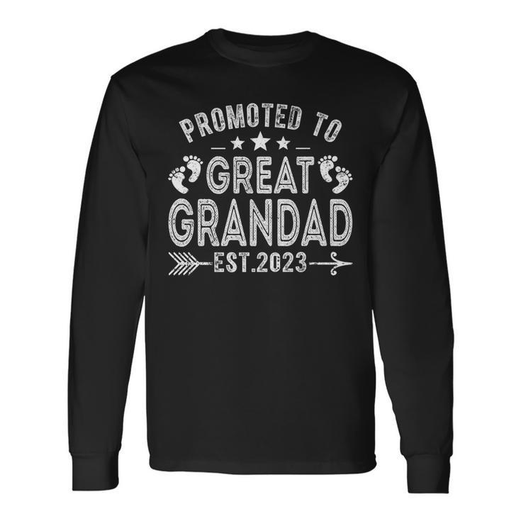 Promoted To Great Grandad Est2023 Vintage New Dad For Dad Long Sleeve T-Shirt T-Shirt