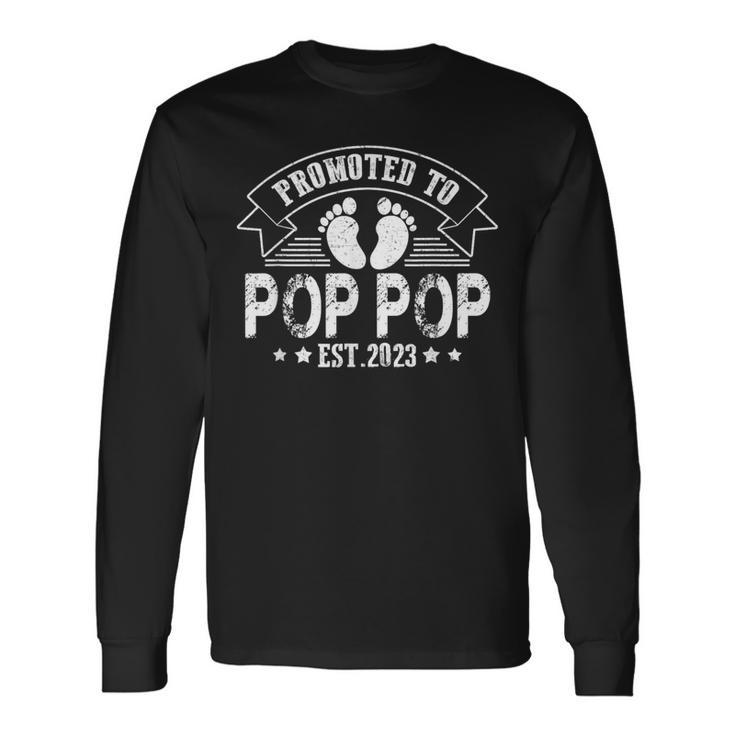 Promoted To Pop Pop Est 2023 Pregnancy Announcement Long Sleeve T-Shirt