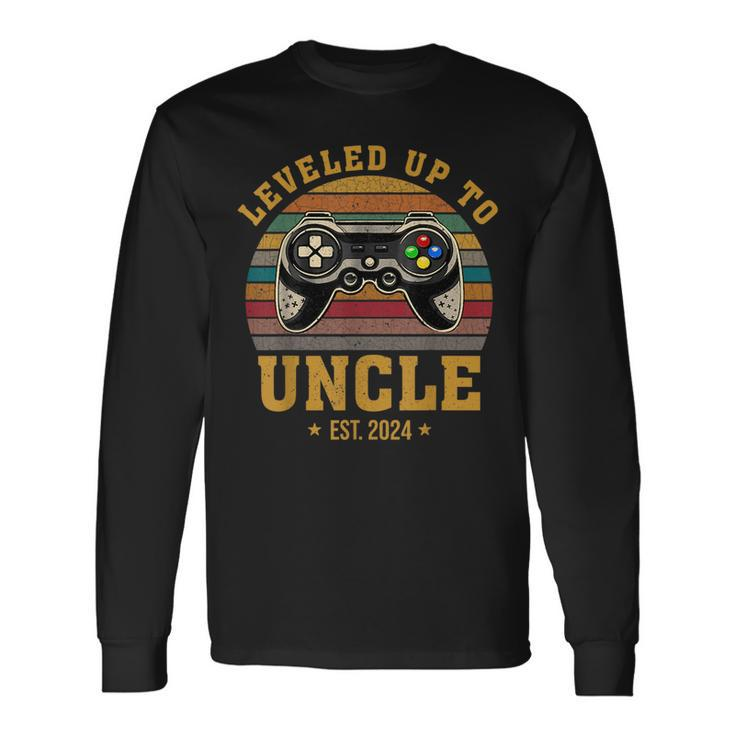 Promoted To Uncle Est 2024 Leveled Up To Daddy & Dad Long Sleeve T-Shirt