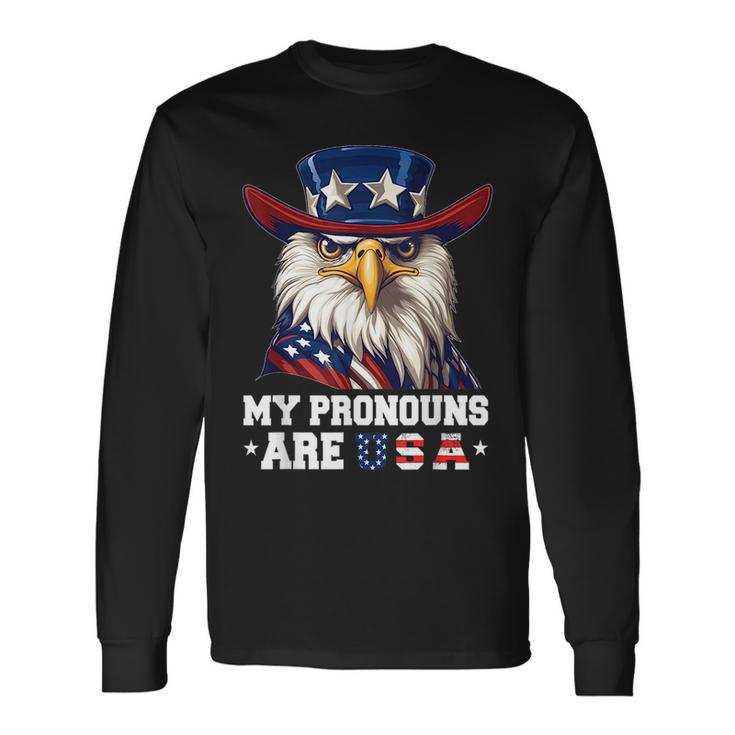 My Pronouns Are Usa Eagle 4Th Of July American Long Sleeve T-Shirt T-Shirt