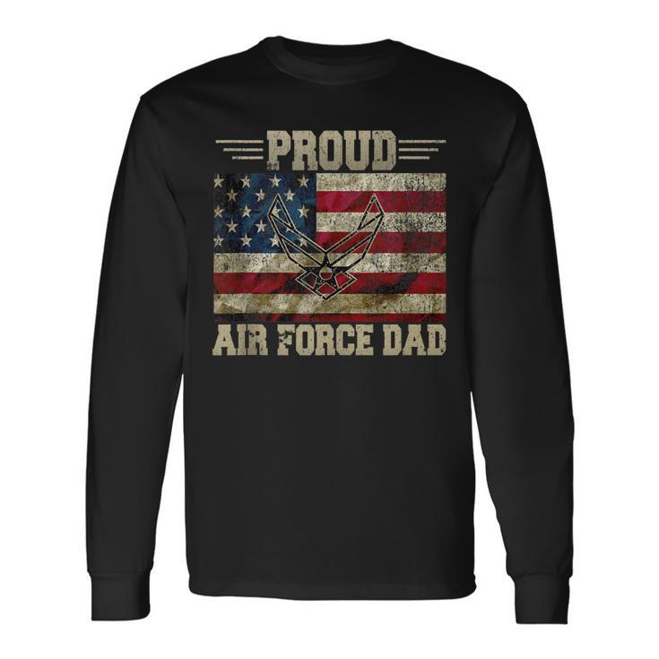 Proud Air Force Dad Military Veteran Pride Us Flag Long Sleeve T-Shirt T-Shirt