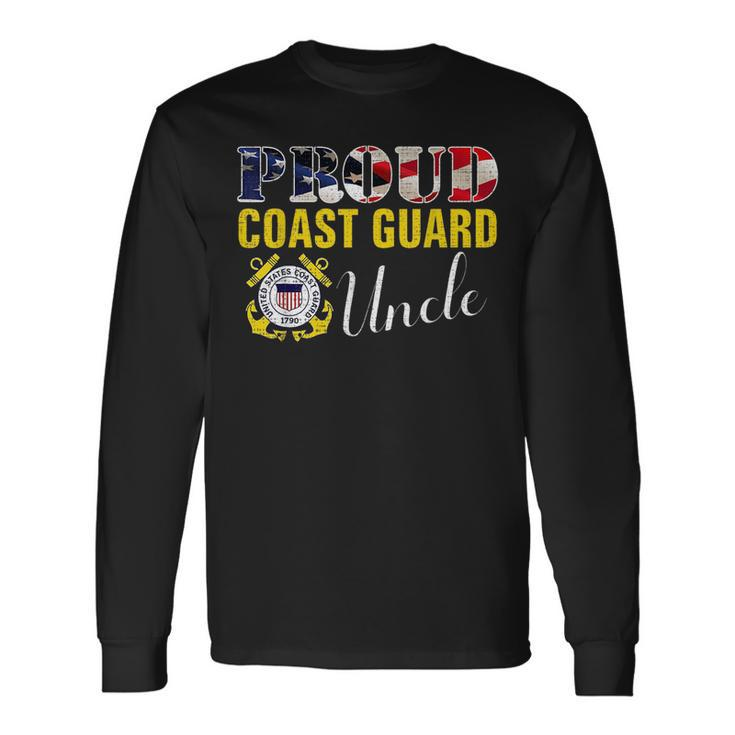 Proud Coast Guard Uncle With American Flag For Veteran Day Veteran Long Sleeve T-Shirt T-Shirt