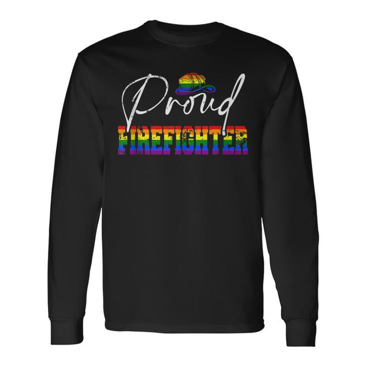 Proud Firefighter Pride Lgbt Flag Matching Gay Lesbian Long Sleeve T-Shirt T-Shirt
