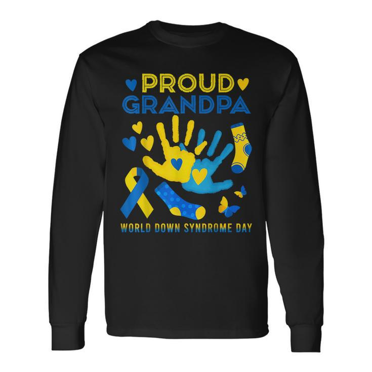Proud Grandpa T21 World Down Syndrome Awareness Day Ribbon Long Sleeve T-Shirt T-Shirt